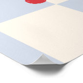 Blaues Karomuster mit Kirschen Poster (Ecke)