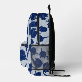 Blaues Katzenmuster Bedruckter Rucksack (Rechts)