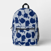Blaues Katzenmuster Bedruckter Rucksack (Vorderseite)