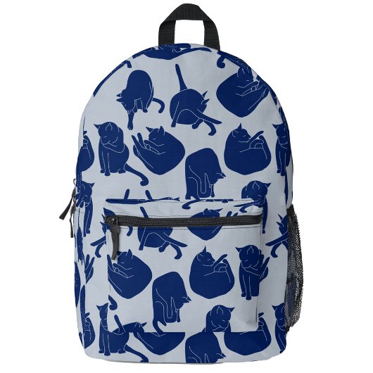 Blaues Katzenmuster Bedruckter Rucksack