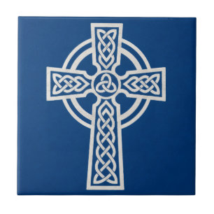 Blaues keltisches Kreuz-Fliesenmuster Fliese