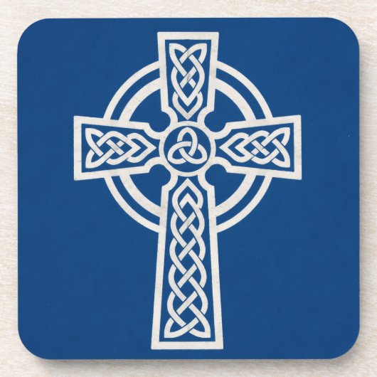 Blaues keltisches Kreuz Getränkeuntersetzer (Vorderseite)
