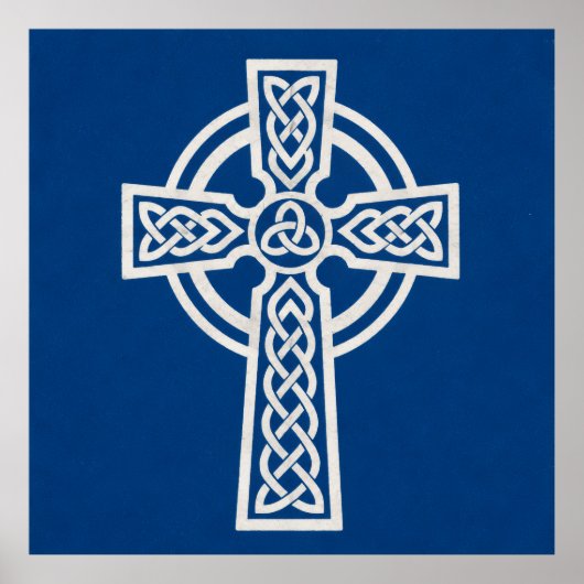 Blaues keltisches Kreuz Poster (Vorne)