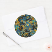 Blaues Khokhlom Runder Aufkleber (Umschlag)