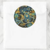 Blaues Khokhlom Runder Aufkleber (Tasche)