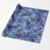 Blaues Kintsugi-Goldader-Geschenkpapier Geschenkpapier (Ungerollt)