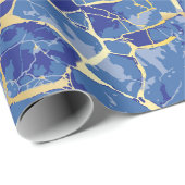 Blaues Kintsugi-Goldader-Geschenkpapier Geschenkpapier (Rolleneckpunkt)