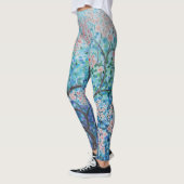 blaues Kirschblüte-Kirschblütenblumenmalereiyoga Leggings (Links)