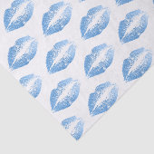 Blaues Kiss-Muster des Glitzer Seidenpapier (Ausschnitt)