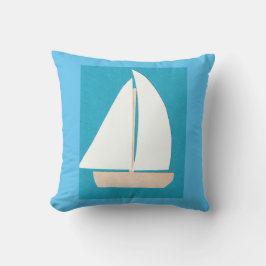 Blaues Kissen mit Sailboat-Design