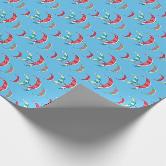 Blaues Kitesurfpapier Geschenkpapier (Ecke)