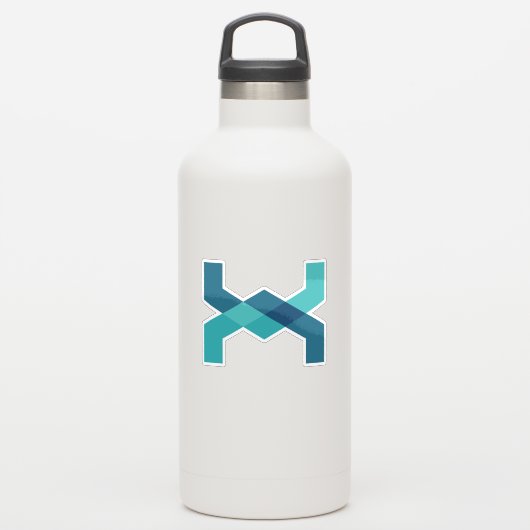Blaues Klassisches Buchstabe X Monogramm Aufkleber (Wassserflasche)