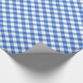 Blaues klassisches Gingham-Muster Picknick Geschenkpapier (Ecke)