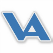 Blaues klassisches minimales Buchstabe VA Monogram Aufkleber (Vorderseite)