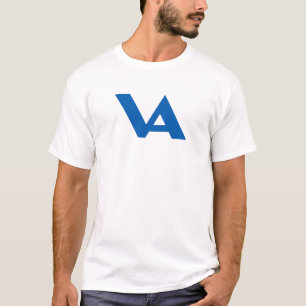 Blaues klassisches minimales Buchstabe VA Monogram T-Shirt