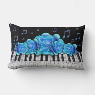 Blaues Klavier Keyboard und Noten Lendenkissen