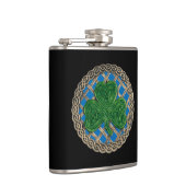 Blaues Kleeblatt auf Keltenknochen-Flasche Flachmann (Rechts)