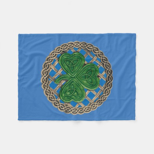 Blaues Kleeblatt auf keltischen Knochen Fleece Bla (Vorderseite (Horizontal))