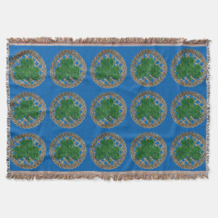Blaues Kleeblatt auf keltischen Knochen wirbeln Bl Decke
