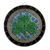 Blaues Kleeblatt auf keltischen Knotenspen-Dart-Ta Dartscheibe (vorne)