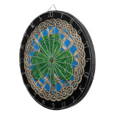 Blaues Kleeblatt auf keltischen Knotenspen-Dart-Ta Dartscheibe (Vorderseite rechts)