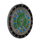 Blaues Kleeblatt auf keltischen Knotenspen-Dart-Ta Dartscheibe (Vorderseite Links)