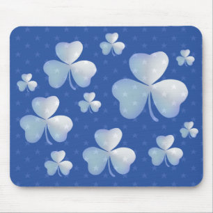 Blaues Kleeblatt mit Sternen - mousepad