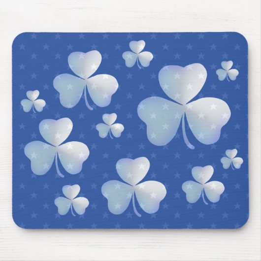 Blaues Kleeblatt mit Sternen - mousepad (Vorne)