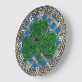 Blaues Kleeblatt und keltische Knochen römische Uh Große Wanduhr (Winkel)