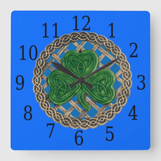 Blaues Kleeblatt und keltische Knochen Uhr (Vorderseite)