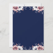 Blaues Kleid Floral Navy Blue Quinceañera Einladung (Rückseite)