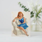 Blaues Kleid Postkarte (Stehend Vorderseite)