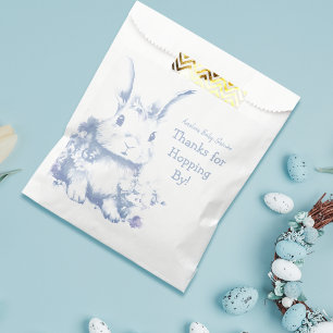 Blaues kleines Kaninchen kommt Baby Shower Geschenktütchen