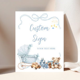 Blaues Koketten-Kinderwagen-Baby-Party-Personalisi Poster