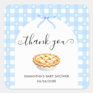 Blaues Koketten-Torte-Baby-Shower Danke schön Quadratischer Aufkleber