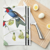 Blaues Kolibri-Tier-Blumen-Küchen-Tuch Geschirrtuch (Viertel Falte)