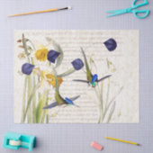 Blaues Kolibri-Vogel-Narzissen-Blumen-Seidenpapier Seidenpapier (Basteln)