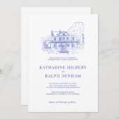 Blaues Kolonialhaus/Herrenhaus/Herrenhaus Einladung (Vorne/Hinten)