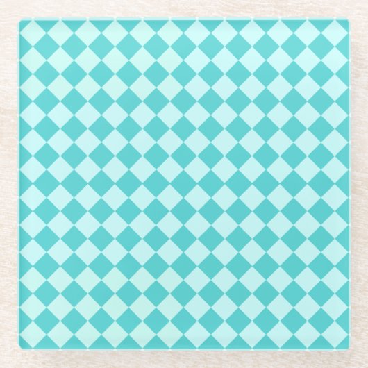 Blaues Kombinations-Diamant-Muster Glasuntersetzer (Vorderseite)