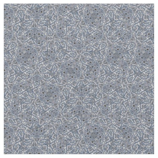 Blaues, komplexes Mandala-Druckmuster Stoff (Nahaufnahme)