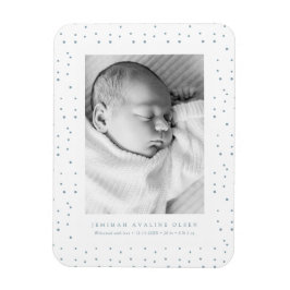 Blaues Konfetti Baby Geburtsankündigung Foto Magne Magnet