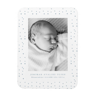Blaues Konfetti Baby Geburtsankündigung Foto Magne Magnet
