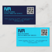 Blaues Kontrast-futuristisches Minimalismus Visitenkarte (Vorne/Hinten)