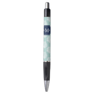 Blaues Korallenriff-Muster Mit Monogramm Kugelschreiber