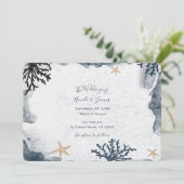 Blaues Korallenriff Wasserfarbe Elegantes Party Einladung (Stehend Vorderseite)