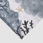 Blaues Korallenriff Wasserfarbe Elegantes Party Seidenpapier (Ausschnitt)