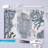 Blaues Korallenriff Wasserfarbe Elegantes Party Seidenpapier (Handwerk)