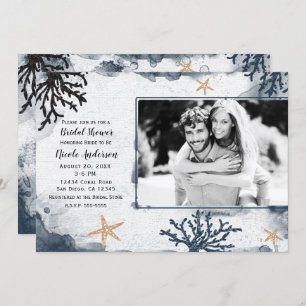 Blaues korallenrotes einladung