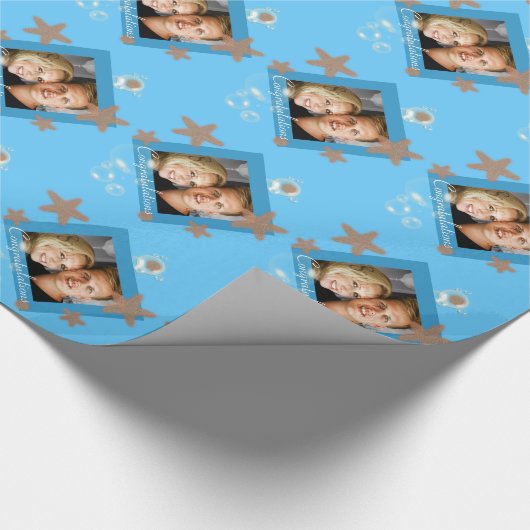 Blaues korallenrotes Elfenbein des Geschenkpapier (Ecke)