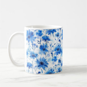 Blaues Kornblumen-Typ-Blumenmuster Überall Kaffeetasse